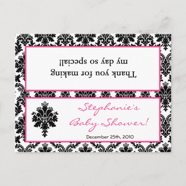 Invitation Carte Postale Sac de Goody Topp Hot rose noir Damask (Devant)