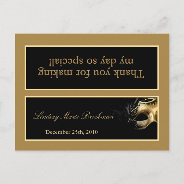 Invitation Carte Postale Sac de Goody Topper Sweet 16 Gold Black Party (Devant)