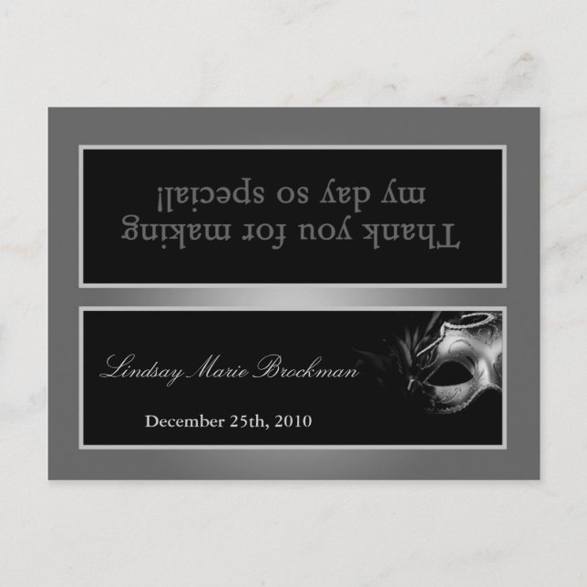 Invitation Carte Postale Sac de Goody Topper Sweet 16 Silver Black Party (Devant)