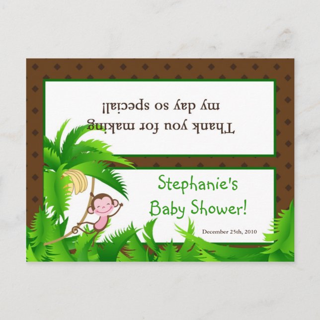 Invitation Carte Postale Sac Goody Topp Singe Swing Jungle Safari Animal (Devant)