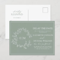 Sage Green Crest Monogramme Retard La Date Inv