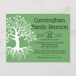 Invitation Carte Postale Sage Green Famille Retrouvailles Arbre Familial Si