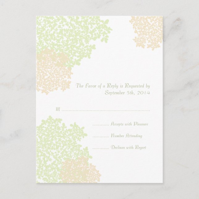 Invitation Carte Postale Sage & White Queen Anne's Lace Wedding RSVP (Devant)