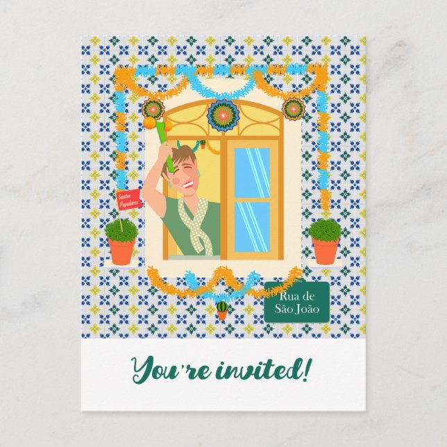 Invitation Carte Postale Saint John Portugais Festa Voisin (Devant)