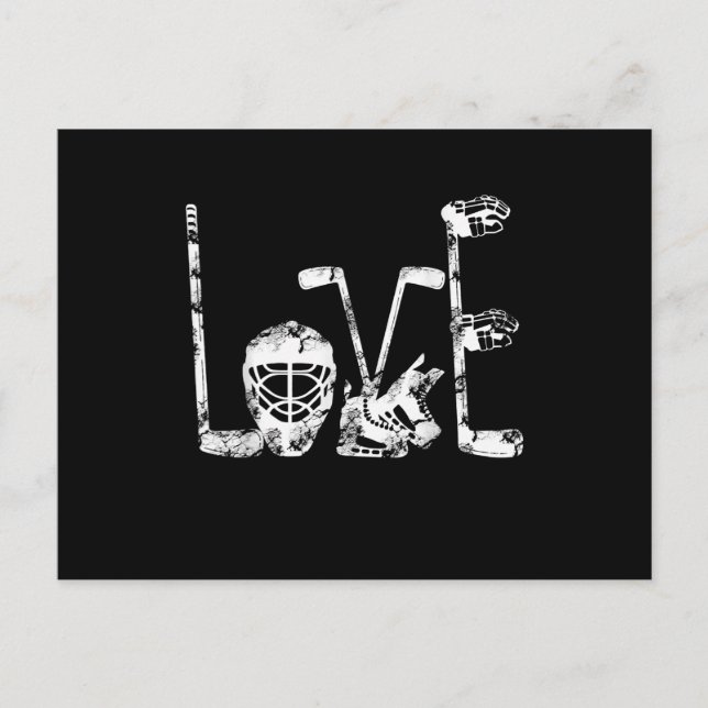 Invitation Carte Postale Saint-Valentin de Hockey sur Glace Amour Cadeau Mi (Devant)