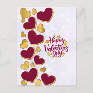 Invitation Carte Postale Saint-Valentin romantique Cœur bordeaux et or