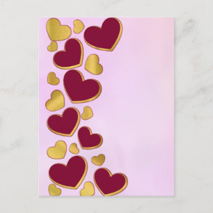 Invitation Carte Postale Saint-Valentin romantique Cœur bordeaux et or
