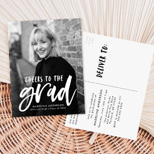 Invitation Carte Postale Salutations à la Grad Script Photo Graduation Part