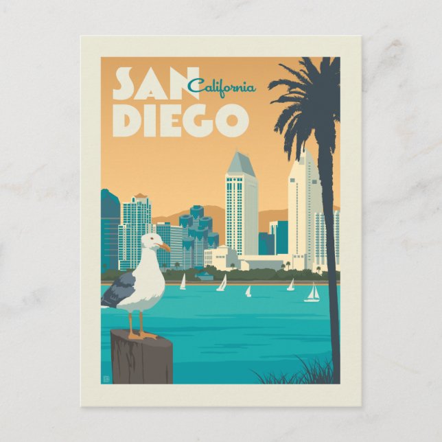 Invitation Carte Postale San Diego, Californie | Save the date (Devant)