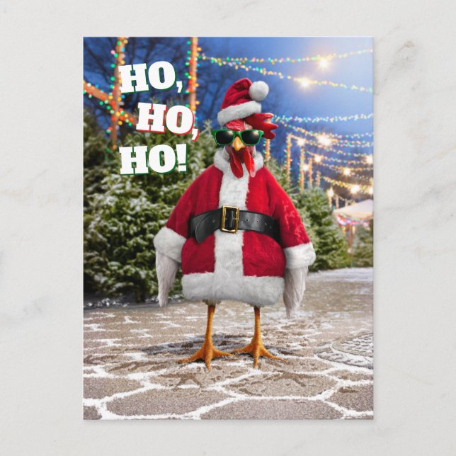 Invitation Carte Postale Santa Chicken (Devant)
