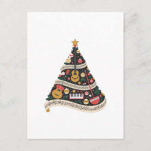Invitation Carte Postale Sapin de Noël fait d'instruments de musique