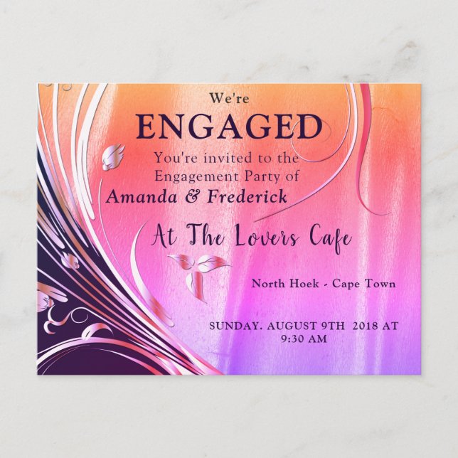 Invitation Carte Postale Satin multicolore et souffleur graphique (Devant)