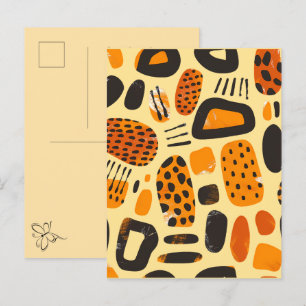Invitation Carte Postale "Savanna Pop : Vibes tribales en orange et noir"