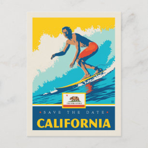 Invitation Carte Postale Save the date Californie