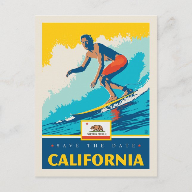 Invitation Carte Postale Save the date | Californie (Devant)