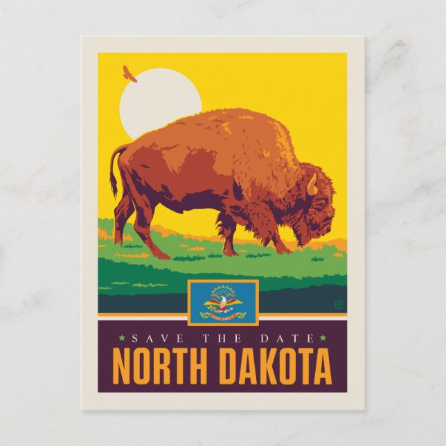 Invitation Carte Postale Save the date | Dakota du Nord (Devant)