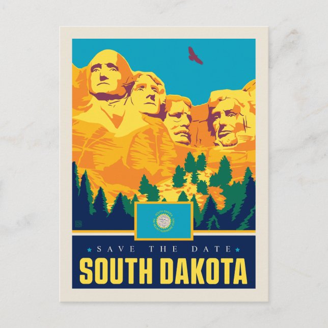Invitation Carte Postale Save the date | Dakota du sud (Devant)
