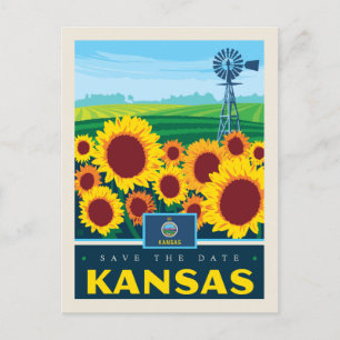 Invitation Carte Postale Save the date Kansas