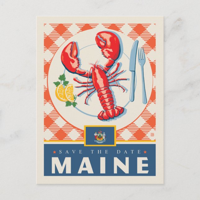 Invitation Carte Postale Save the date | Maine (Devant)