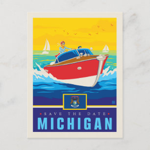 Invitation Carte Postale Save the date   Michigan
