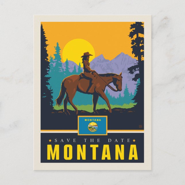 Invitation Carte Postale Save the date | Montana (Devant)