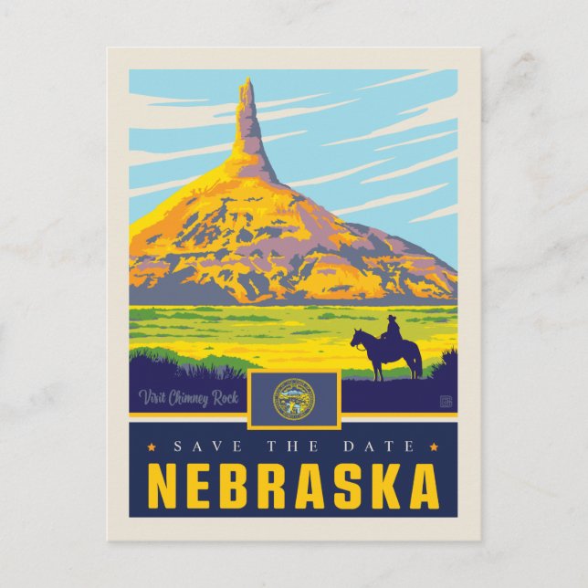 Invitation Carte Postale Save the date | Nebraska (Devant)