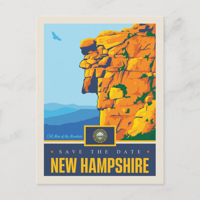 Invitation Carte Postale Save the date | New Hampshire (Devant)