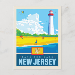 Invitation Carte Postale Save the date   New Jersey