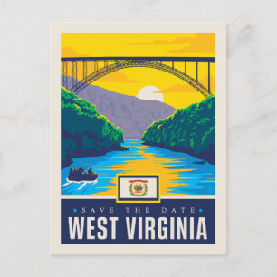 Invitation Carte Postale Save the date   West Virginia