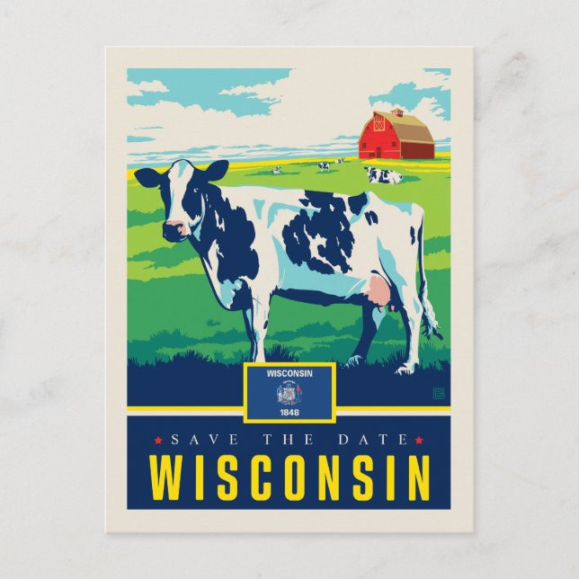 Invitation Carte Postale Save the date | Wisconsin (Devant)