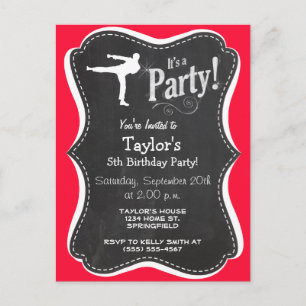 Invitation Carte Postale Scarlet Red Martial Arts