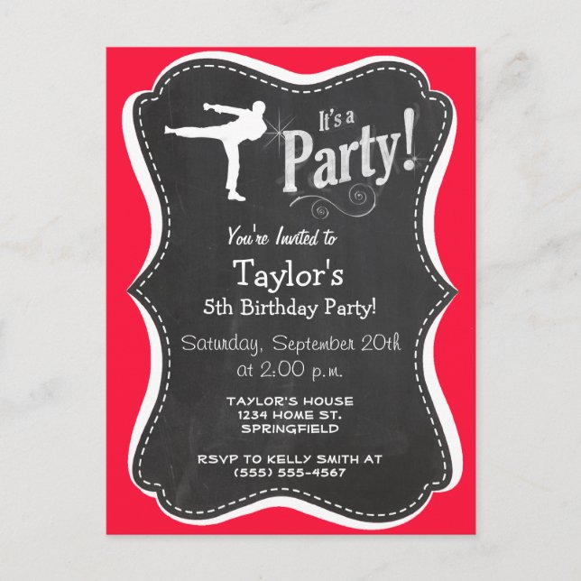 Invitation Carte Postale Scarlet Red Martial Arts (Devant)