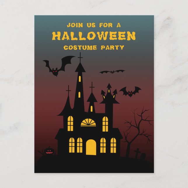 Invitation Carte Postale Scary Haunted House Halloween Party (Devant)