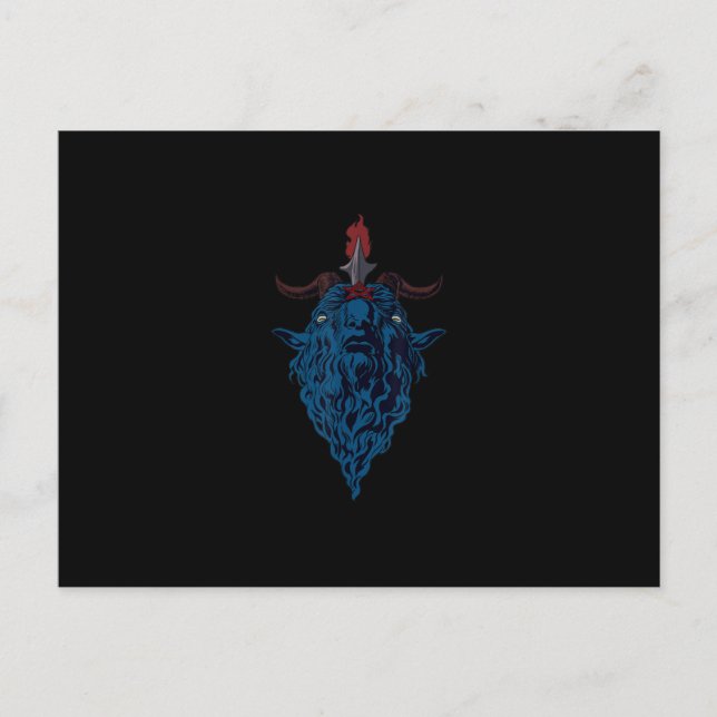 Invitation Carte Postale Sceau de Baphomet Bouc de Mendès Satan Gothique So (Devant)