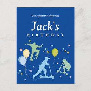 Invitation Carte Postale Scooters, Vélos, Skateboards, chevaucher