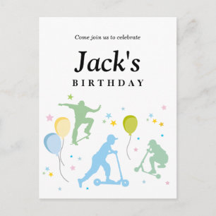 Invitation Carte Postale Scooters, Vélos, Skateboards, chevaucher