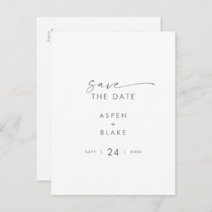 Invitation Carte Postale Script moderne Argent Enregistrer la date
