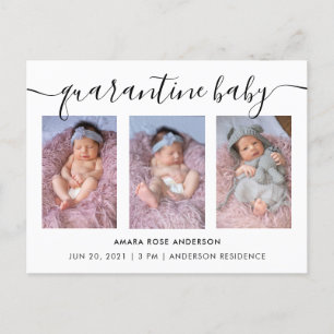 Invitation Carte Postale Script moderne Calligraphie 3 Photo Naissance