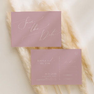 Invitation Carte Postale Script Whimsical   Dusty Rose Enregistrer La Date