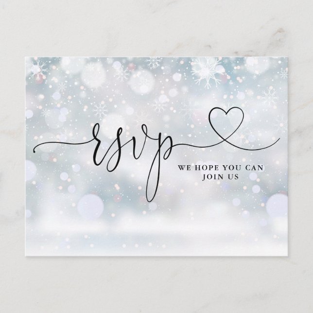 Invitation Carte Postale Scripts cardiaques Snowflakes hiver Song Request (Devant)