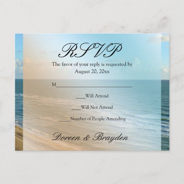 Invitation Carte Postale Seascape Beach Mariage Océan Bleu (Devant)