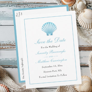 Invitation Carte Postale Seashell Summer Beach Wedding Enregistrer la date