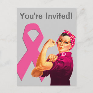 Invitation Carte Postale Sensibilisation au cancer du sein Rosie Riveter