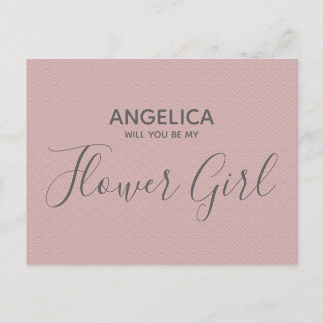 Invitation Carte Postale Seras-tu ma demoiselle d'honneur Fleurs Roses Moti (Devant)