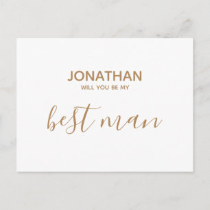 Invitation Carte Postale Seras-tu mon témoin simple or blanc