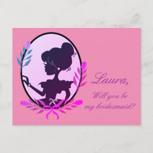 Invitation Carte Postale Serez-vous ma demoiselle d'honneur ? Pourpre