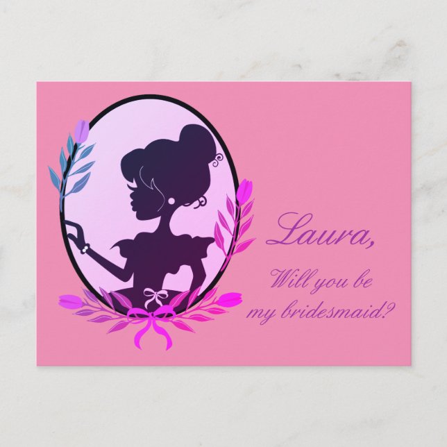 Invitation Carte Postale Serez-vous ma demoiselle d'honneur ? Pourpre (Devant)