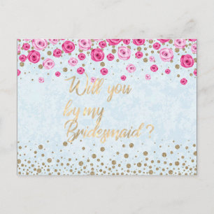 Invitation Carte Postale Serez-Vous Ma Femme D'Accueil Blue Rose Roses Conf