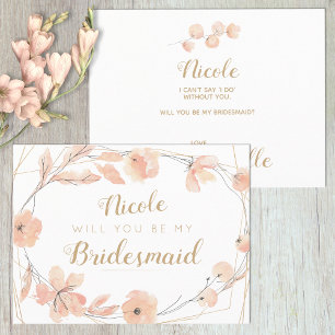 Invitation Carte Postale Serez-Vous Ma Femme D'Accueil Blush Blooms Aquarel