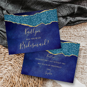 Invitation Carte Postale Serez-Vous Ma Femme D'Accueil Marine Blue & Gold A